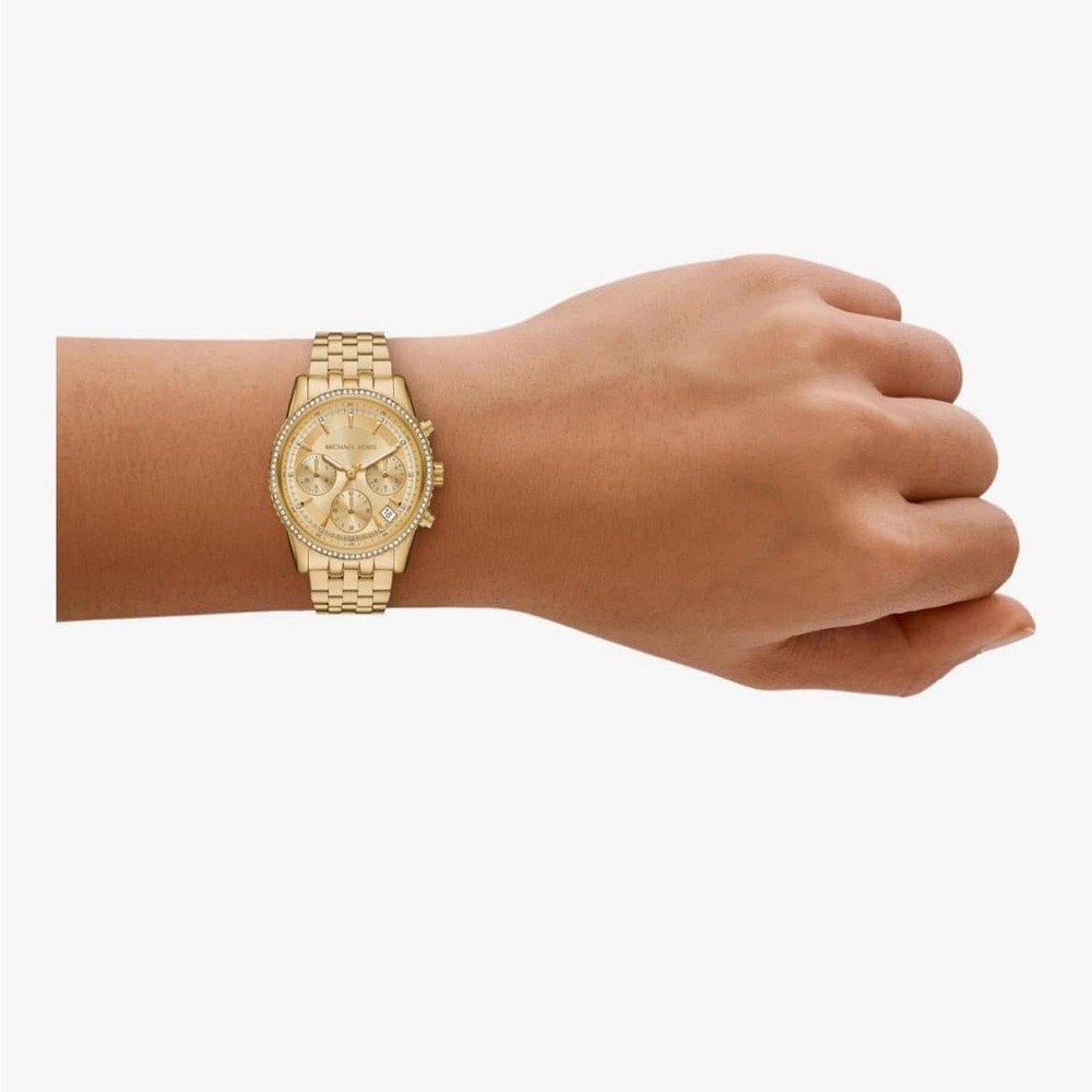 Michael Kors Bryant Chronograph Gold-Tone Stainless Steel/Crystal Women’s Watch - Picture 3 of 7